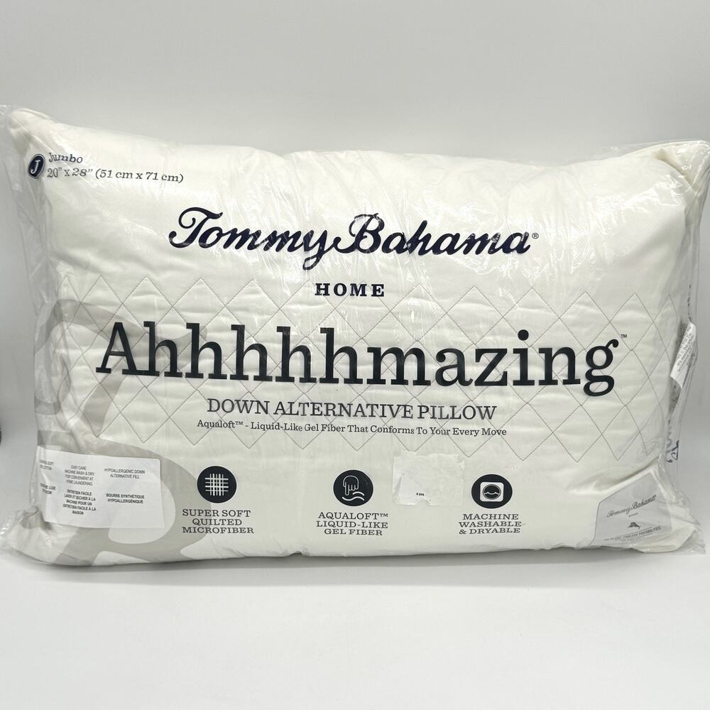 Tommy Bahama Ahhhhhmazing Down Alternative Aqualoft Jumbo Bed Pillow NEW